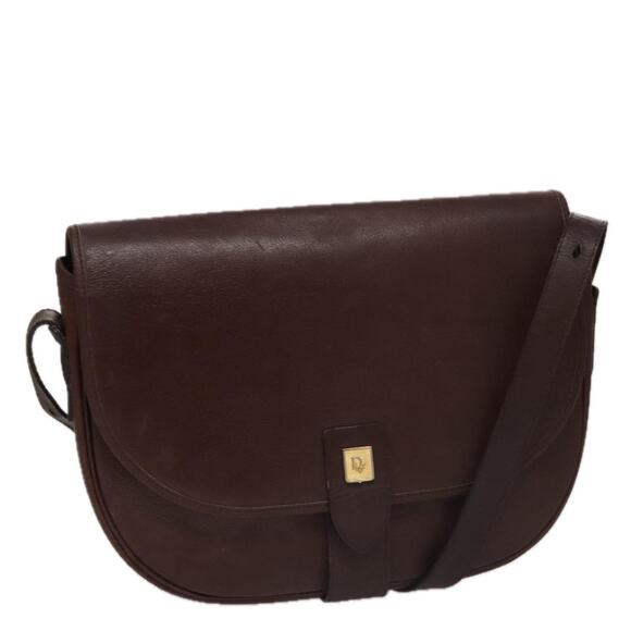 DIOR Shoulder Bag Leather Bordeaux Gold - Picture 1 of 16